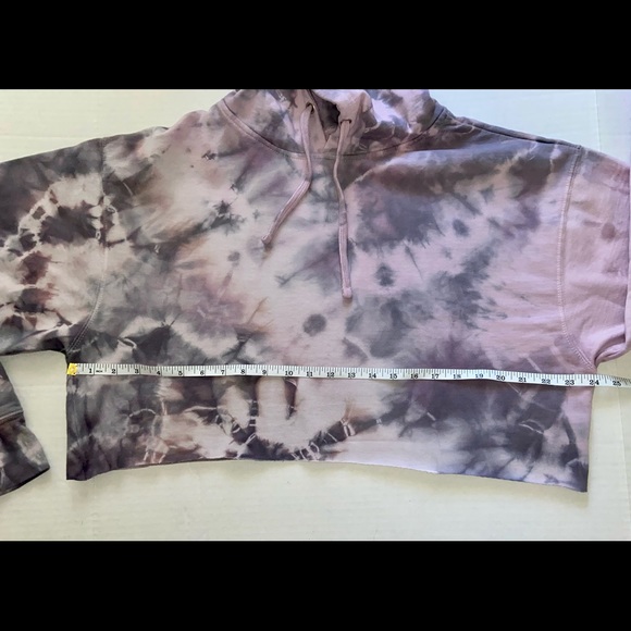 Custom Tie Dyed Pink Cropped Hoodie - Picture 4 of 6
